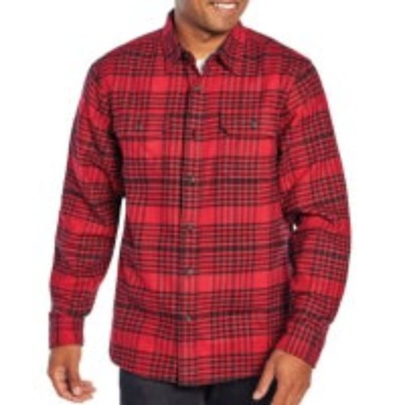 Woolrich Men's Size M Brawny Plaid Flannel Heavy Shirt Pockets Red Black check - Picture 1 of 10